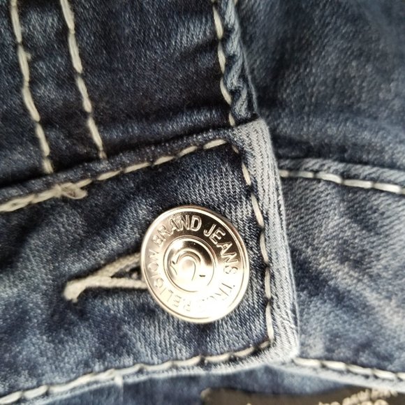 True Religion Jennie Curvy Mid Rise Skinny Jeans Size 32 x28 Flap Pockets - Picture 9 of 9